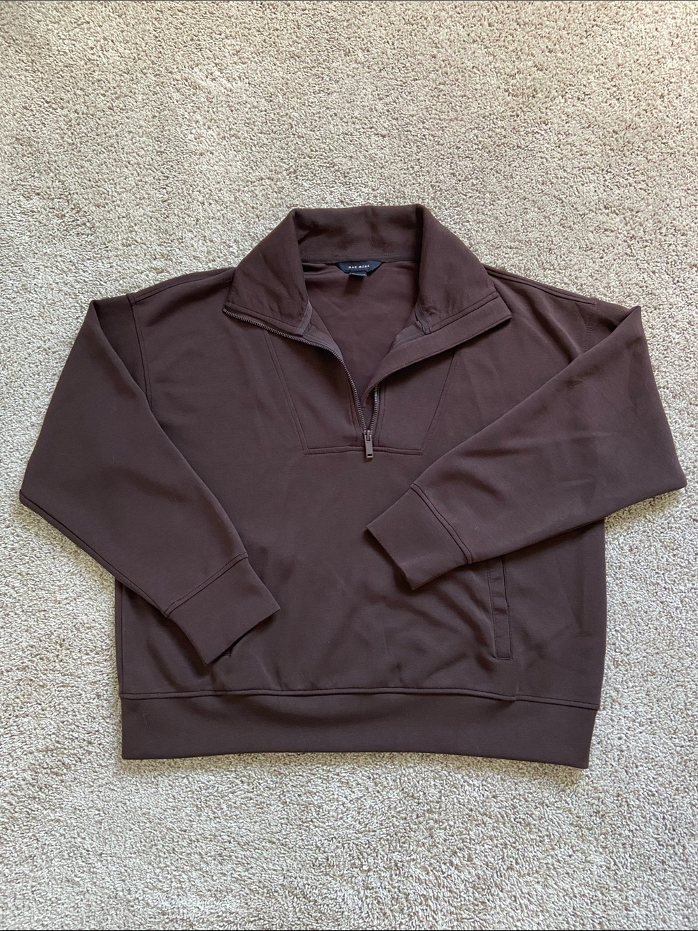 Rae Mode • Espresso Scuba Quarter Zip Up Pullover Top